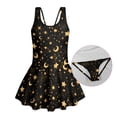 thumbnail image 6 of Uourmeti Girls' Golden Star & Crescent Moon Swim Dress - Sleeveless Skirted One-Piece Bathing Suit | Quick Dry, Stretchy for Beach & Pool Fun, 6 of 8