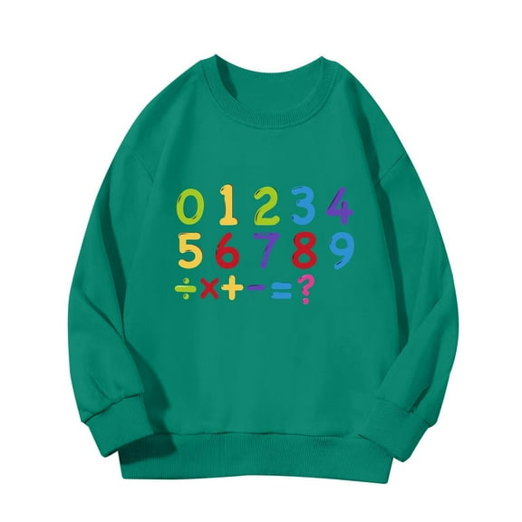 Mercatoo Girls Boys Sweatshirt Crewneck Number Printed Long Sleeve Oversize Tops Casual Drop Shoulder Pullover Shirt