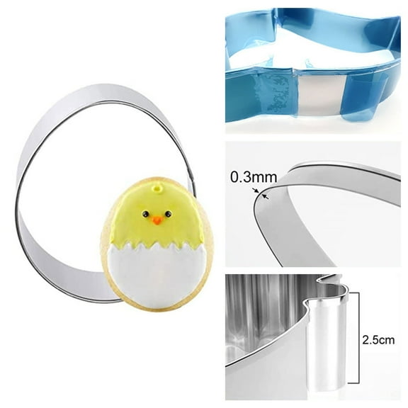 Set Of 5 Easter Bunny Cookie Cutters, Stainless Steel, Egg, Carrot, Chick and Bunny Face Shapes, Christmas Theme