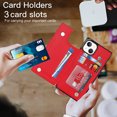 thumbnail image 6 of SaniMore Case for iPhone 14 Plus 6.7" 2022 with Card Slots, PU Leather Zipper Wallet Crossbody Lanyard Flip Kickstand Full-body Protective Retro Shockproof Cover for Girls Women, Red, 6 of 14