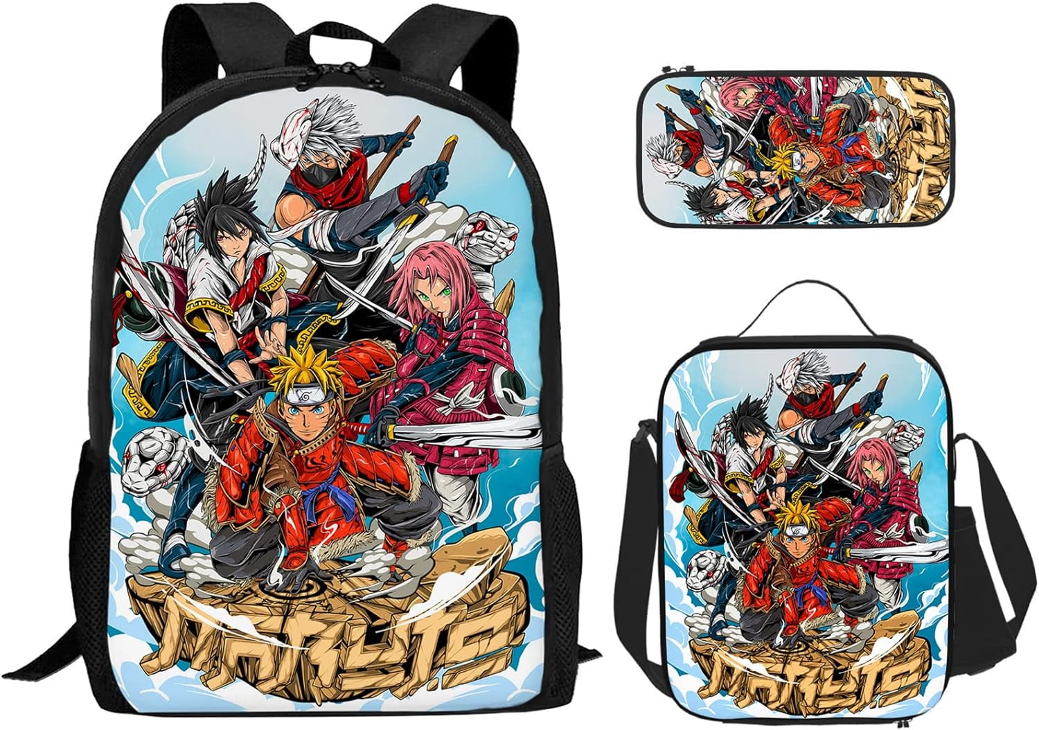 Naruto Shuriken-FAN Rucksack 2.0 Grau – 41x30x18 Cm, Leicht, Mit Laptopfach & Trolley-Gurt