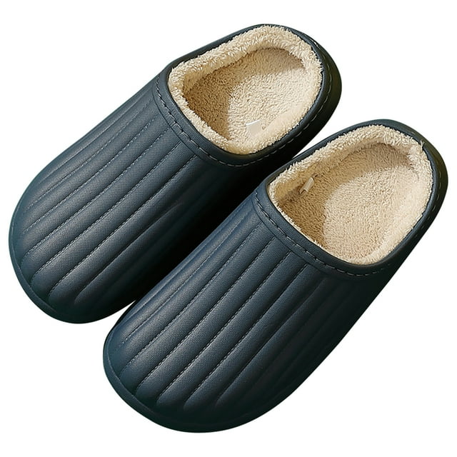 Winter Slides Unisex Waterproof Non-skid Plush House Sandals Slip on Slippers