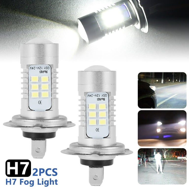 Sutowe 2Pcs H7 LED Fog Light Bulbs 12V 21W 6000K Xenon White Front Fog  Light Bulbs Headlight for Driving Daytime Running Lights 