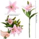 thumbnail image 2 of racimos de flores de lirio artificiales de simulación de lirio hidratante con mango de alta simulación para decoración del hogar de la sala de estar (polvo ligero), 2 of 5