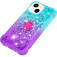thumbnail image 6 of Cute Clear Case for iPhone 14 Plus with Ring Kickstand, Bling Gradient Quicksand Glitter Flowing Liquid Floating Case Cover for iPhone 14 Plus JB Bluish Violet, 6 of 14