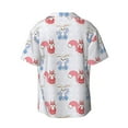 thumbnail image 2 of Xecao offers the Red Squirrel And Blue Rabbit for Men's Casual Short-sleeved Shirt, a button-up collared shirt with a pocket, perfect for beach vacations and yacht travel in the Medium size., 2 of 7