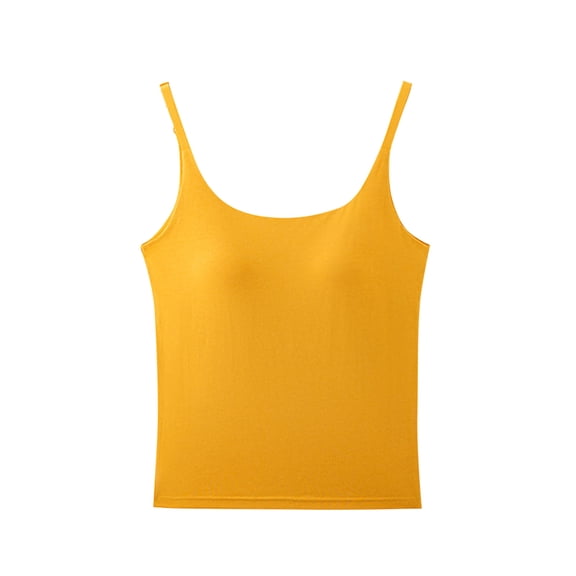 Annhoo Tank Tops for Women Crewneck Solid Color Lightweight Sleeveless Pajama Shirts with Bra Loungewear Clothes