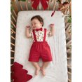 thumbnail image 4 of Conjunto navideño para bebé niño: pelele de manga corta, pantalones cortos con tirantes y pajarita., 4 of 9
