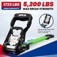 thumbnail image 2 of MOCA Heavy Duty Ratchet Tie Down Straps - 5200 Lbs Breaking Strength 1.6" x 8', with 4 Heavy Duty Ratchet Padded Handles & Coated Chromoly S Hooks & 4 Soft Loop Tie-Downs - Green, 2 of 9