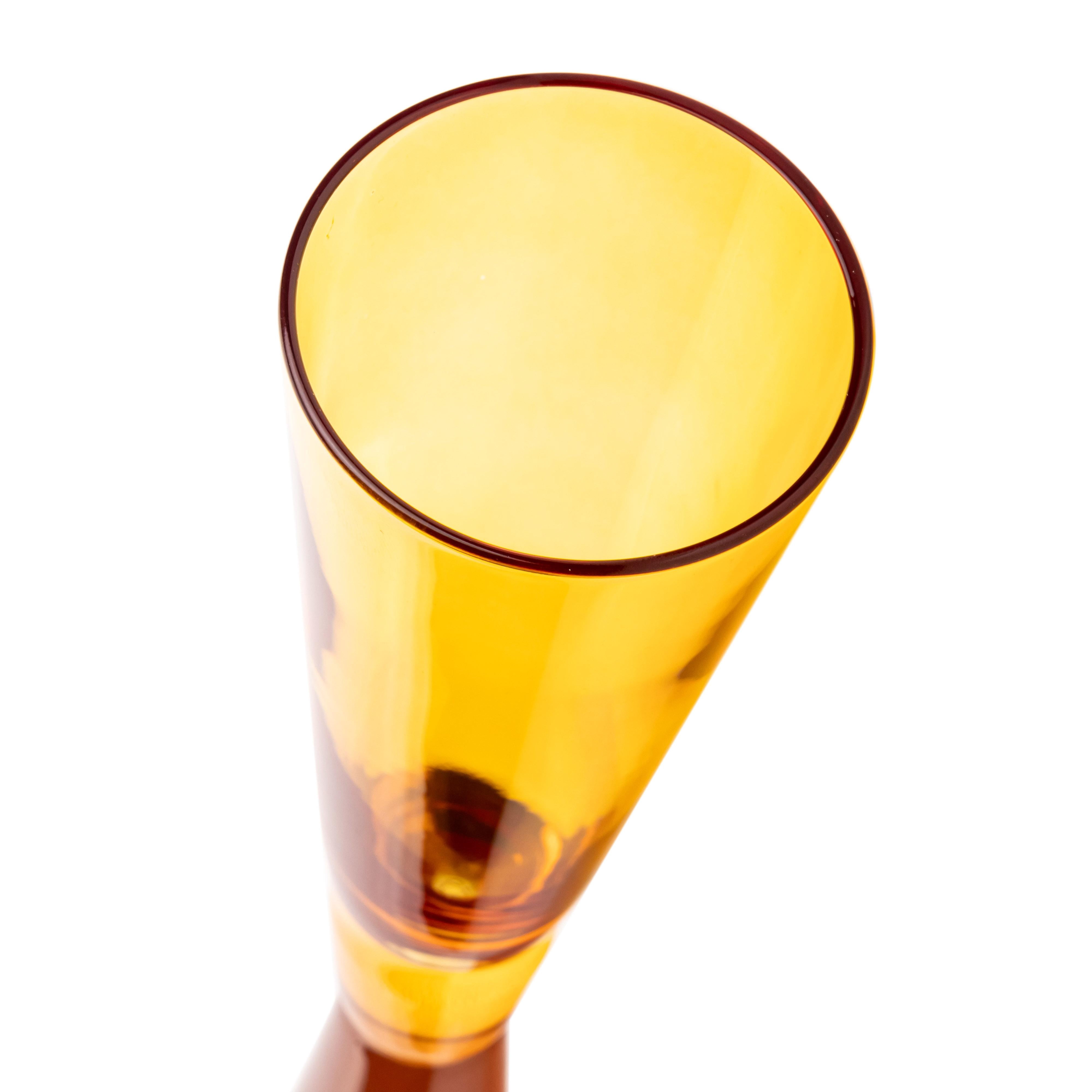 Flute Amber Champagne Glasses - Set of 4