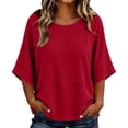 thumbnail image 2 of Endives Women's Short Sleeve T-shirt Solid Color Bell Sleeve T Shirt Summer Top Casual Crewneck Half Sleeve Tee Loose Basic Top T Shirts for Women XXL, 2 of 5