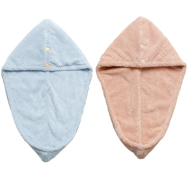 Toallas de microfibra súper absorbentes para secar el cabello, 2 paquetes, turbantes para envolver el cabello de secado rápido, 10 x 26 pulgadas