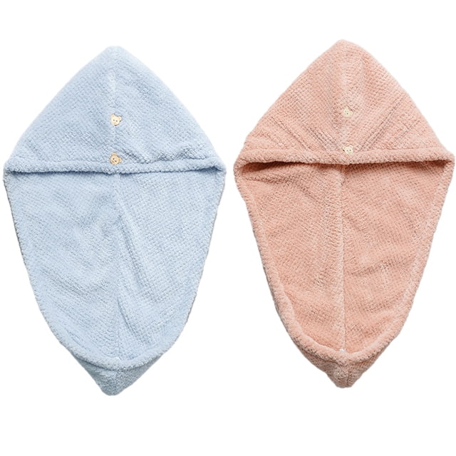 Toallas de microfibra súper absorbentes para secar el cabello, 2 paquetes, turbantes para envolver el cabello de secado rápido, 10 x 26 pulgadas