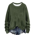 thumbnail image 1 of lcziwo Chandails en Molleton à Col Rond pour Femmes Automne Hiver 2024, Chemise Décontractée à Manches Longues, Haut Ample Sans Capuche, Vert Armée, P, 1 of 5