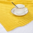 thumbnail image 5 of PiccoCasa 100% Cotton Cable Knit Throw Blanket for Couch Sofa Lightweight Sweater Style 60"x50" Yellow, 5 of 6
