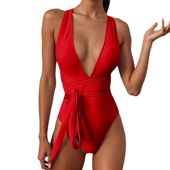 Xijirk One Piece Swimsuit Women,One Shoulder Swimsuits Asymmetrical Design Solid Color Bathing Suits Chlorine Resistant Swimwear Surfing,Swimsuit for Women,L,Red