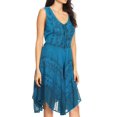 thumbnail image 4 of Sakkas Sundara Stonewashed Rayon Embroidered Mid Length Dress - Turquoise - 1X/2X, 4 of 5