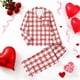 thumbnail image 1 of RKSTN Women's Valentines Pajama Sets Plus Size Notch Collar Button Down Valentine's Day Print T Shirt Top and Pjs Pant 2 Piece Matching Set Casual Lapel Sleepwear Shirt Pjs Loungewear Two Piece Set, 1 of 6