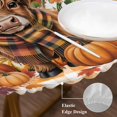 thumbnail image 3 of Orange Pumpkin Fall Round Tablecloth, Fitted Table Cover with Elastic for 36"-44" Round Tables, Cattle Thanksgiving Tree Farmhouse Table Cloth Outdoor Indoor Dinning Party Waterproof Tablecloths, 3 of 7