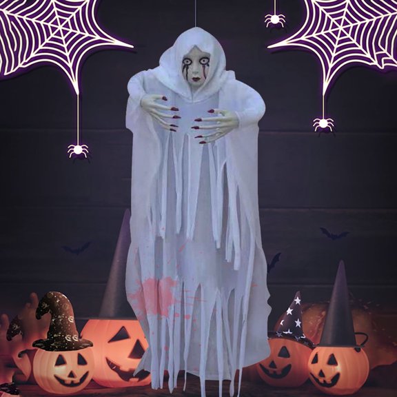 BSJJY Halloween Animatronics Ghost Decorations, Halloween Skeleton for Halloween Decorations Outside Haunted House Props Halloween Holiday Decor, 1pc