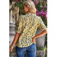 thumbnail image 3 of Blouse à Manches Courtes à Volants Florale Bohème Jaune pour Femmes, 3 of 16