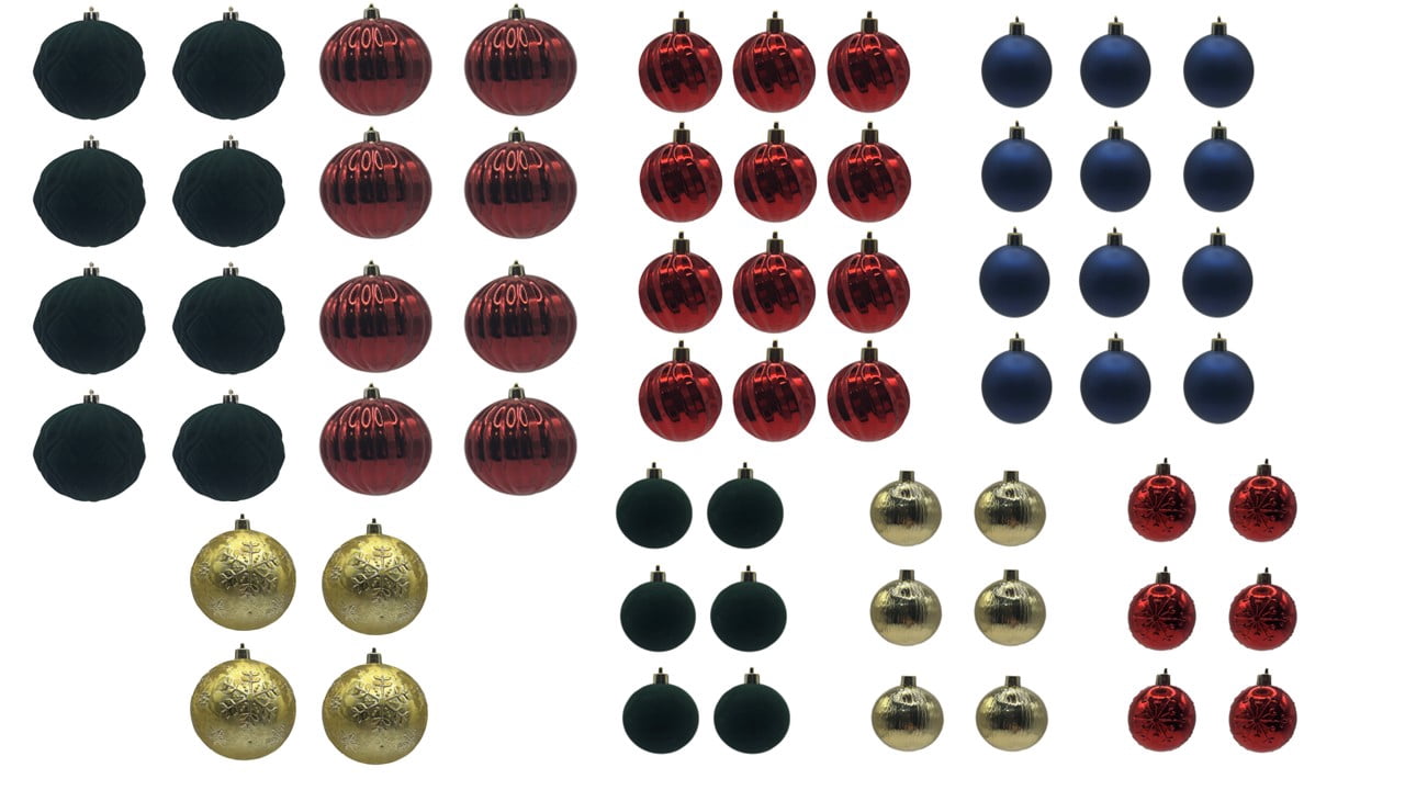62 Count Multicolor Shatterproof Christmas Ornaments, by My Texas House