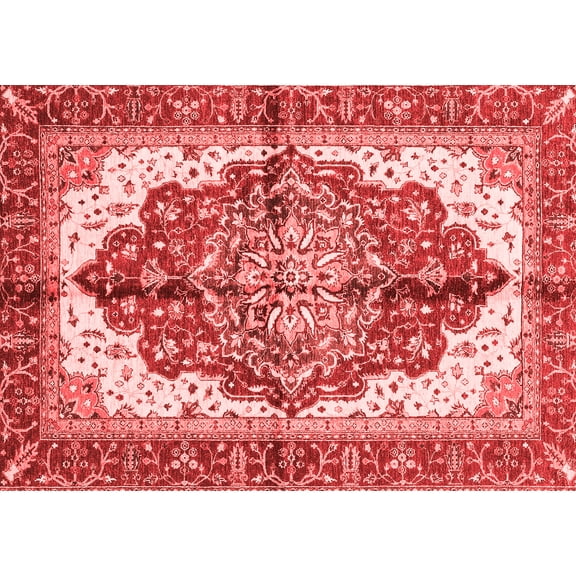 Ahgly Company Machine Washable Indoor Rectangle Persian Red Traditional Area Rugs, 5' x 7'