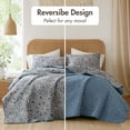 thumbnail image 6 of Regency Heights 3-Piece King Size Floral Boho Quilt Set, Blue Medallion Print Reversible Bedding Set, King Size Quilt with Sham, 6 of 10