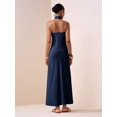 thumbnail image 2 of Blue Elegant Satin Twist Front Halter Neck Long Maxi Dress For Party, 2 of 7