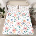 thumbnail image 2 of Homewish Country Flower Full Size Sheets,Retro Rustic Flower Bed Sheets,White Green Orange Sheet Sets For Girls Teens,Luxury Bedroom Decor,4-Piece, 2 of 7