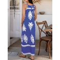 thumbnail image 6 of Summer Dress for Women 2025 Floral Sundress Spaghetti Strap Flowy Beach Vacation Boho Maxi Dresses Blue M, 6 of 7