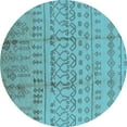 thumbnail image 1 of Ahgly Company Indoor Round Oriental Light Blue Industrial Area Rugs, 4' Round, 1 of 4