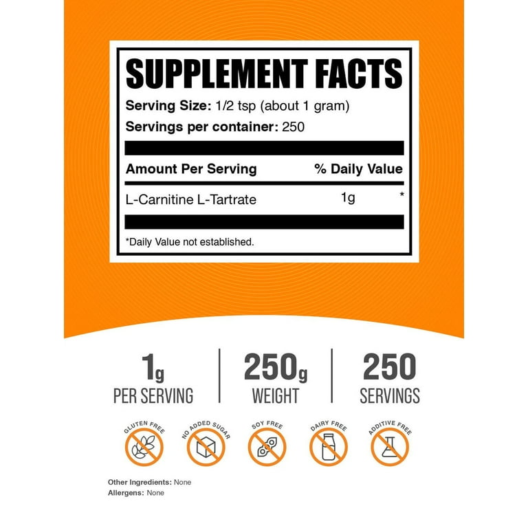 l-carnitine tartrate powder BulkSupplements L-Carnitine L-Tartrate Powder 250 Grams