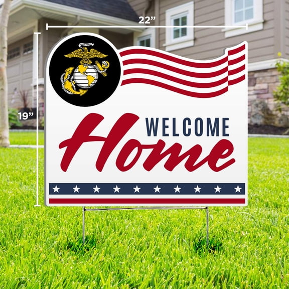 Welcome Home U.S. Marines Lawn Sign (19" x 22") - Officially Licensed Product