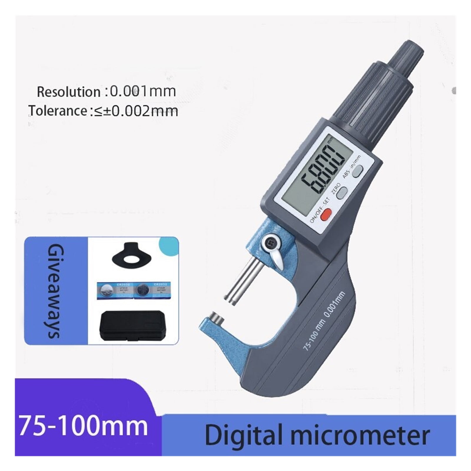 Digital Outside Micrometer 0-25/25-50/50-75/100MM Electronic Measuring Instruments Tools Calipers High Precision Spiral
