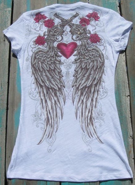 shirt with angel wings on back