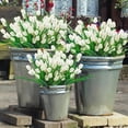 thumbnail image 2 of Morttic 8 Bundles Tulips Artificial Flowers,30 Heads Outdoor Artificial Tulip Faux Plastic Greenery Shrubs Plants UV Resistant for Easter Home Outside Garden Porch Window Decor, 2 of 7