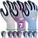 thumbnail image 1 of wonima02 7 Pairs Women Gardening Gloves, EN388 2131X Outdoor Protective Work Gloves with Breathable Micro-Foam Coating for Gardening, General Purpose, Courtyard, 3 Purple + 3Blue +1 Grey, 1 of 1