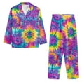 thumbnail image 5 of Garronmavis Tie-dye Design Womens Long Sleeve Pajama Set 2 Piece Button Down V Neck Sleepwear Cozy Soft Loungewear Set Nightwear PJs for Women with Pockets, 5 of 7