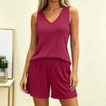 thumbnail image 2 of FAIWAD Womens Pajama Sets 2 Piece Short Set Sleeveless V Neck Tank Top and Shorts Lounge Clothing, 2 of 6