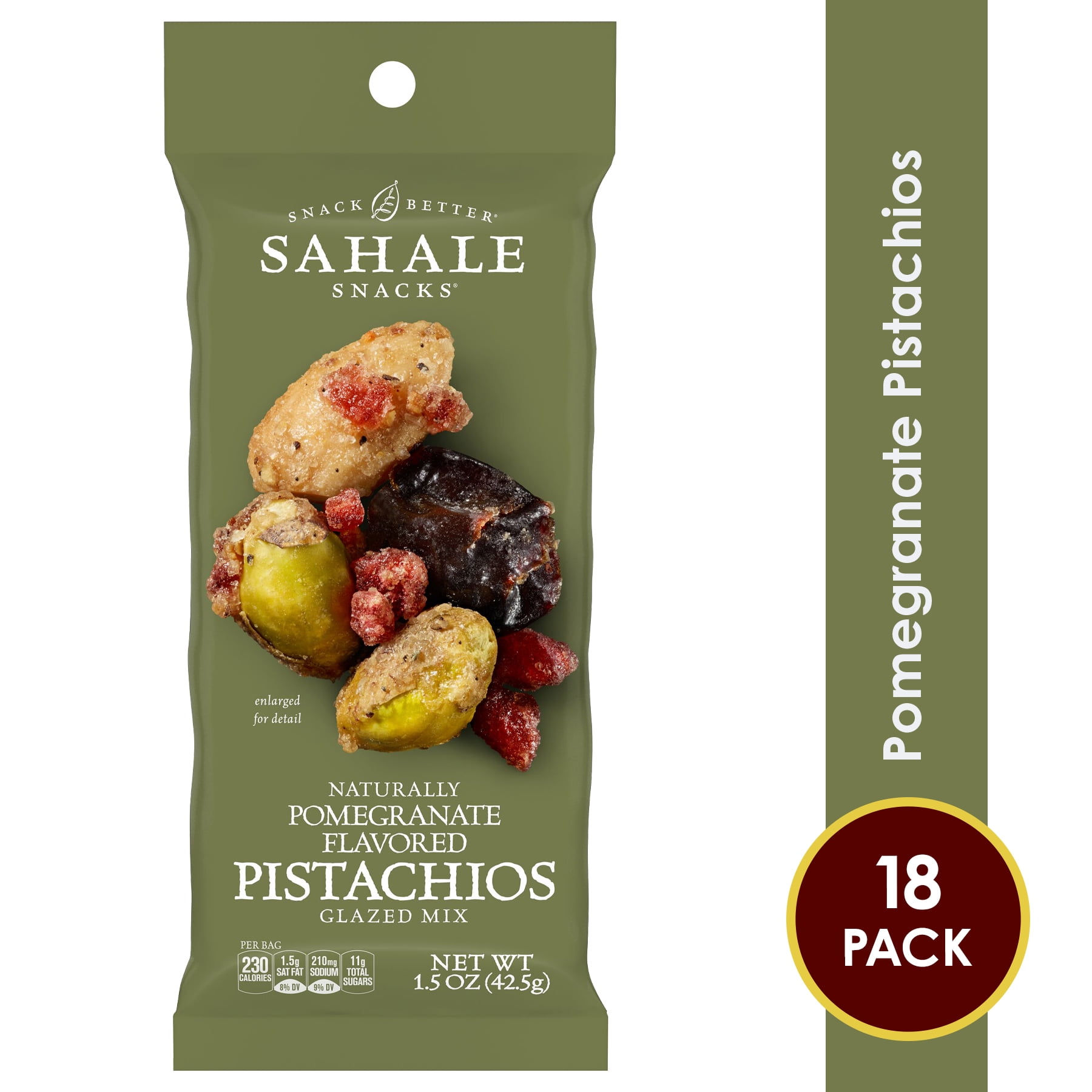 Sahale Snacks Naturally Pomegranate Flavored Pistachios Glazed Mix, 1.5 Ounces (Pack of 18)