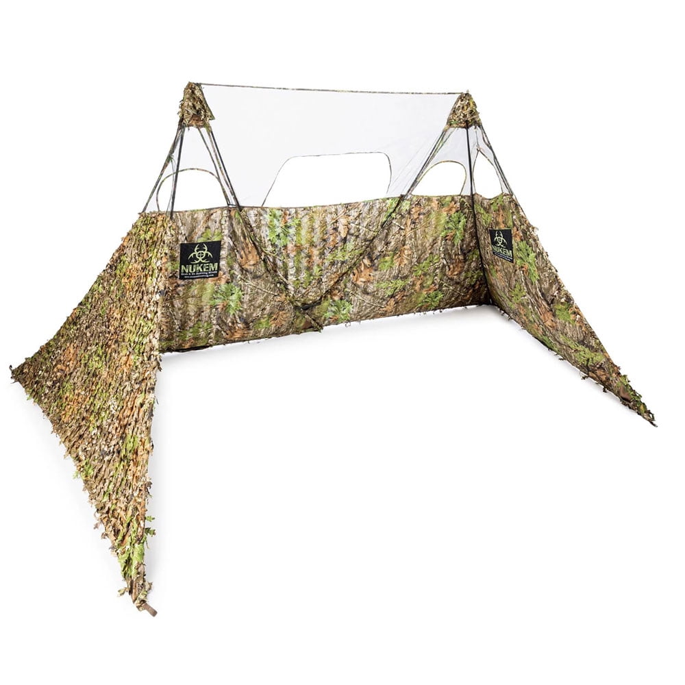 Nukem Grab & Go Hunting Ground Blind Double Up System - Mossy Oak Obsession 3D Leafy - Lightweight & Portable - Provides Maximum Concealment (Regular)