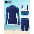 thumbnail image 5 of FEOYA 3 Piece Long Sleeve Rash Guard for Women Zip Front Bathing Suit Athletic Swimsuit Built-in Bra Swimwear Workout Modest Swim Shorts Top Shirt M, 5 of 7