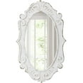thumbnail image 5 of Vintage Oval Decorative Ornate Wall Mirror 20 X 31 inch, Handmade Distressed White Carved Wood, 5 of 9