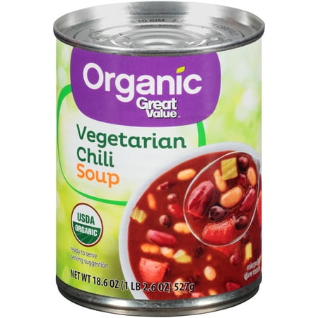 (4 Pack) Great Value Organic Vegetarian Chili Canned Soup, 18.6
