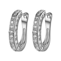 Guodhu Fashion Iced Out Hoop Earrings Cubic Zirconia Cuff Earrings Shining Moissanite Gold/Silver/Rose Gold Plated Earrings Jewelry for Men Women