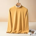 thumbnail image 2 of Ltctricy Women's Thermal Shirts Fall Winter Long Sleeve Mock Neck Ruffle Trim Fleece Warm T Shirts Base Layer Tops(Yellow,X-Large), 2 of 3
