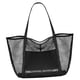 thumbnail image 5 of Bolsa de playa de malla, bolsa de almacenamiento, artículos esenciales de playa, multiusos para mujer, bolso de hombro de playa para natación, viaje, Negro, 5 of 8