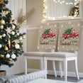 thumbnail image 3 of Christmas Red Truck Chair Covers Set of 8 Winter Tree Snowflake Linen Vintage Chair Back Covers Stretch Removable Washable Slipcovers Protector for Dining Room Kitchen Party Decor, 3 of 5