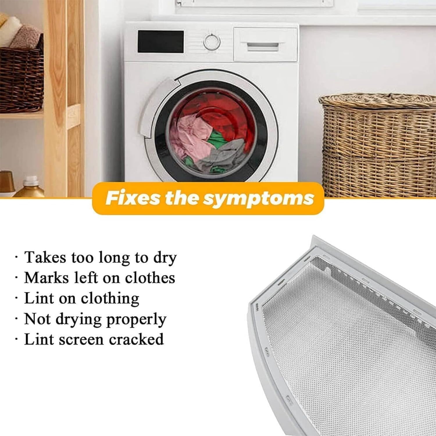 Dryer Lint Screen Filter Replacement - Compatible with Hotpoint HTX21EASK0WW, HTX24EASK0WW, HTX24GASK0WW, HTX24EASK0WS, HTX24GASK0WS Dryers (Aftermarket Part)